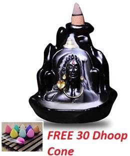 reeldot Lord Adiyogi Shiva Idol Statue Pack of 1 With Free 30 Cone Decorative Showpiece  -  12 cm