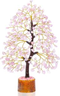 DVISHA Rose Quartz Feng Shui Tree - Money Tree, Healing Crystal Positive Energy Stone Decorative Showpiece  -  25 cm