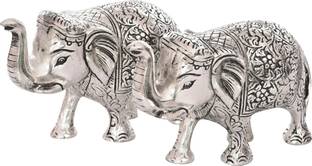 NIRMAL HANDI CRAFT Metal Elephant Statue Showpiece, White Metal Silver Plated, 1 Piece Decorative Showpiece  -  10 cm