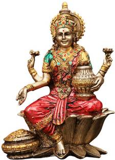 A & S VENTURES Goddess Lakshmi Idol Hindu Laxmi Goddess Statue Home Office Decor Decorative Showpiece  -  17 cm