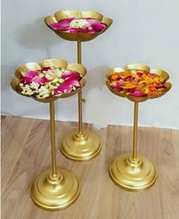 design magnifique Taj urli bowl set 3 tea light candle holder & floating diya stand diwali decor Decorative Showpiece  -  36 cm