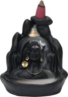 Jagmohan Enterprises Smoke Shiva Fountain Backflow incense burner with 10 Smoke Backflow cones Decorative Showpiece  -  12 cm