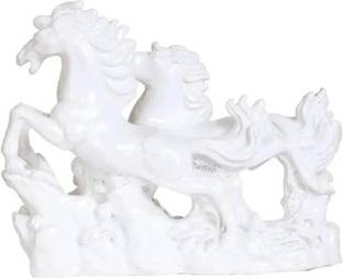 vastu vardan Vastu White Horse Statue |Two Running Horses Statue |Showpiece for Home Decor Decorative Showpiece  -  16 cm