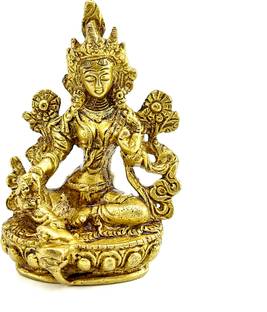 Two Moustaches 3.5 Inches Brass Goddess Tara Devi Idol Decorative Showpiece  -  9 cm