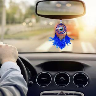 ARTBUG Dream Catcher, Car Ornament - for Positive Energy and Protection, 3 Inch, Blue Decorative Showpiece  -  3 cm