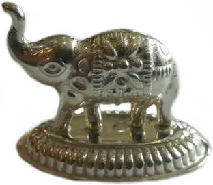 Shree Jewellers Pure Silver Elephant Idol for Puja (Small Elephant Upper soond) 1 pcs Decorative Showpiece  -  2.8 cm