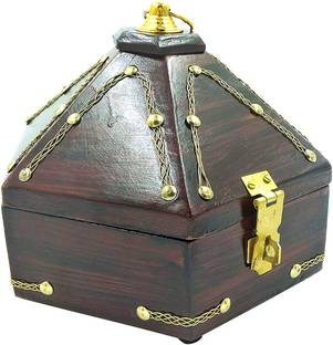 Devaa Rosewood Ethnic Hexagon Jewel Box (Small) Decorative Showpiece  -  15 cm