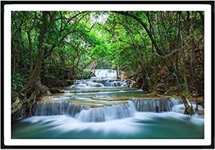 Treemasion Vastu WATERFALL PAINTING Vastu Remedy, Waterfall Scene With FRAME Decorative Showpiece  -  5 cm