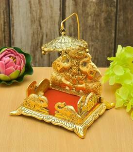 eWorld Metal Golden Color Singhasan for Laddu Gopal, Singhasan for Gods Decorative Showpiece  -  18 cm