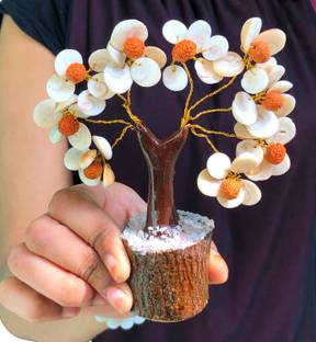DVISHA Gomti Chakra Tree - Gomati Chakra and Rudraksh Floral Flower Design Stone Tree Decorative Showpiece  -  8 cm