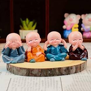 MDNDECOR 4Pcs Cute Mini Buddha Monk - Perfect Home Decoration Gift Decorative Showpiece  -  5 cm