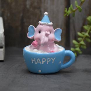 digit infracom Divine Decor Baby Elephant Sitting In Mug Showpiece Decorative Showpiece  -  7 cm