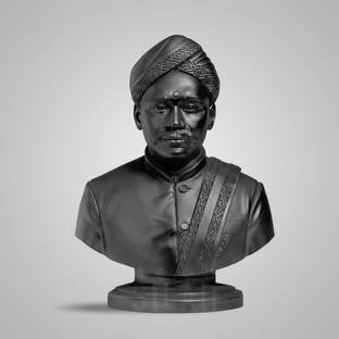 SILAII | V.O.Chidambaram Bust Sculpture - Black - 8" Decorative Showpiece  -  20.32 cm
