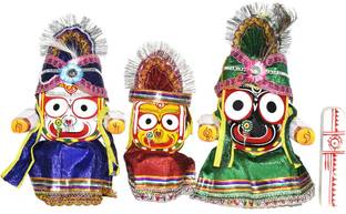 Jagannath World Jagannath Idol Set, with Dress Set, 4 Inch(10 Cm) Idol डेकोरेटिव शोपीस  -  10 cm