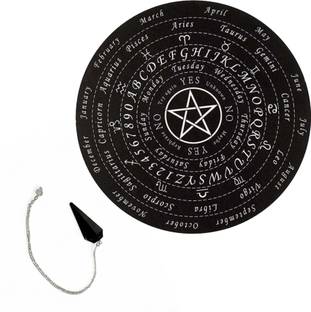 vastu vardan Vastu Black Dowsing Board (6 Inch) With Black Tourmaline Dowsing Pendulum Decorative Showpiece  -  3 cm