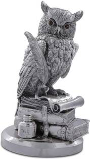 BELIRAMELEGANCE Silver Owl Showpiece Timeless Art for Every Occasion Decorative Showpiece  -  10 cm