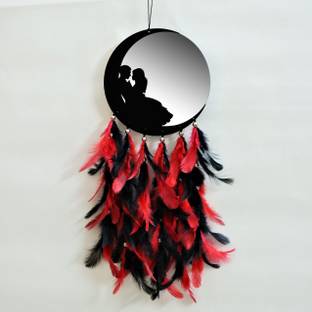 Artle Media Half Moon WIth Cute Couple Dream Catcher For Car Hanging | HomeDecor Decorative Showpiece  -  35 cm