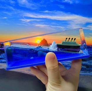 Sonam family mart Floating Water Titanic Wave Cruise Ship for car dashboard | Home, Office Decor Decorative Showpiece  -  15.2 cm