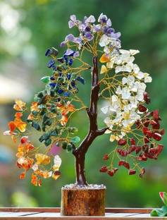 VIBESLE Seven Chakra Tree of Life, Crystal Money Tree, Crystals and Healing Stones Gift Decorative Showpiece  -  20 cm