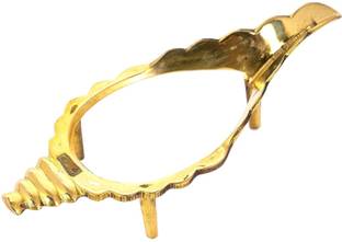 BHAKTI SHRINGAR Brass Shankh Stand for Pooja | Dakshinavarti | Vamavarti Sankh Stand Decorative Showpiece  -  2.01 cm