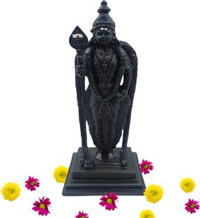 Om Spiritual Shop Karungali Murugan Resin Idol 6 Inch Decorative Showpiece  -  15.3 cm