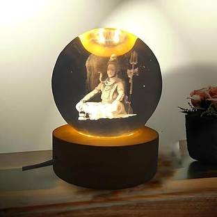 VARIYAENTERPRISE28 Lord Shiva Crystal Ball Night Decorative Showpiece  -  10 cm
