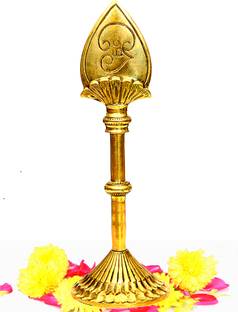 aalayam selveer Metal Lord Murugan Vel With Stand Big | Brass Vel With Stand Decorative Showpiece  -  26.5 cm