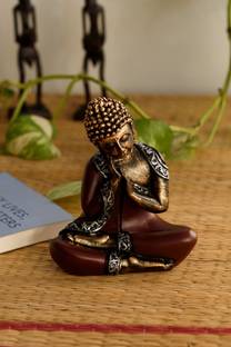 eCraftIndia Antique Finish Handcrafted Thinking Buddha Decorative Showpiece  -  16.25 cm