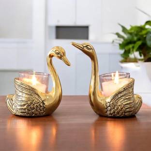 KridayKraft Swan love Bird Duck Votive Candle Holders Decorative Showpiece  -  13 cm