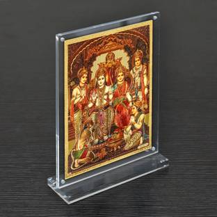 HAWAI Transparent Acrylic Frame Lord Shri Ram Laxman Sita Gold Plated Photo Religious Decorative Showpiece  -  20 cm