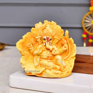 Ascension Traditional Pan Patta Ganesh Decorative Decorative Showpiece  -  10 cm