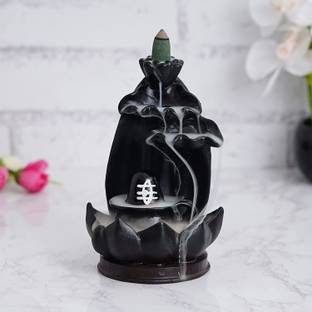 WEBELKART Shivling Backflow Smoke Incense Holder Smoke Fountain , shivling water fountain Decorative Showpiece  -  17.78 cm