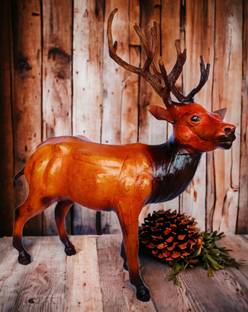 VMSK HandiCraft Reindeer | Barasingha Showpiece | 12” Inch | Brown | Premium Decorative Showpiece  -  30 cm
