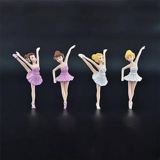 IDREAM Dancing Ballerina Girl Figurine, Miniature Playset Doll, Cake Topper, 4pcs/Set Decorative Showpiece  -  10.5 cm