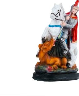 Newven St George Showpiece Idol Christian Statues Home Decor God Gifts House Warming Decorative Showpiece  -  20 cm