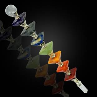 REIKI CRYSTAL PRODUCTS 7 Chakra Wand Crystal Wand Pyramid Shape Stone Wand For Reiki Healing And Crystal Healing Wands Decorative Showpiece  -  19.5 cm