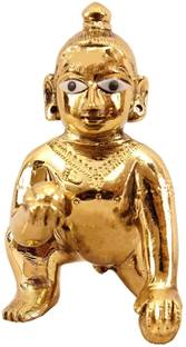 krishnagallery1 PURE BRASS Laddu Gopal 3 No. Size ( Pure Brass Laddu Decorative Showpiece  -  18 cm