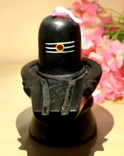 DARIDRA BHANJAN shivling for pooja Black Marble Shiva Lingam Shiv Ling Idol,black shivling Decorative Showpiece  -  9 cm