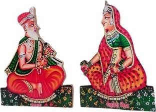 Firmus Nand Yashoda Pair Wood MDF Devaki Vasudev Cut Out Multicolor Decorative Showpiece  -  10 cm