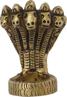 Kalarambh Brass Five Mukhi (5 Faces) Snake Statue Handicraft, 1 x 0.8 x 1.5 Inch (LxWxH) Decorative Showpiece  -  3.81 cm