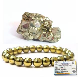 VIBESLE Pyrite Stone Original stone and Bracelet for Vastu/Working Table Decore Decorative Showpiece  -  10 cm