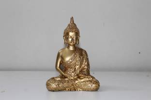 akriti Golden Buddha Idol Decorative Showpiece  -  17 cm
