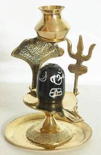 DARIDRA BHANJAN Brass shivling shiva lingam abhishekham stand kalash stand with thali Decorative Showpiece  -  14 cm