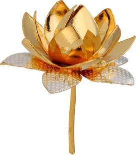 Sri Jagdamba Pearls Silver Lotus Flower Decorative Showpiece  -  1 cm