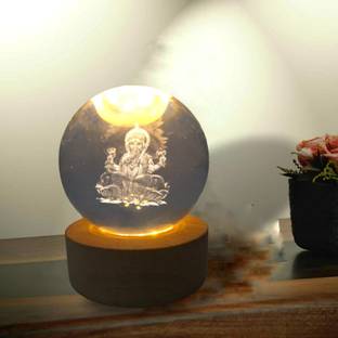 BRASS BLESSING Lord GANESHA Crystal Ball Decorative Lamp For Gifting Home Decoration (2778) Decorative Showpiece  -  4 cm