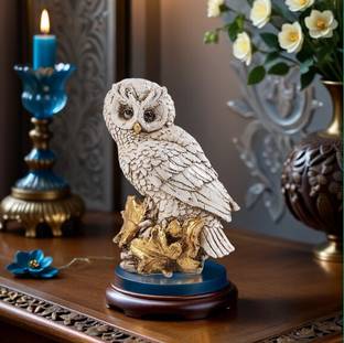 CraftVatika Owl Showpieces Statue Bird Figurines Decorative Items for Home Decor Office Desk Living Room Shelf Decoration Decorative Showpiece  -  13.97 cm