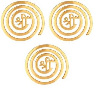 Shubh Sanket Vastu Brass Helix Beej Mantra 4 inches (Set of 3 pcs) Decorative Showpiece  -  1 cm