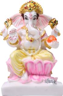 Devayam Shree Ganesh Ji | Marble Powder Murti for Home Mandir & Office | Height-17 cm, Decorative Showpiece  -  17 cm