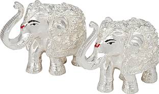 Siri Creations Silver Foil Elephants Small Size Decorative Showpiece  -  4 cm