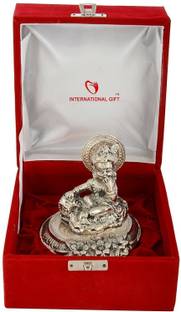 INTERNATIONAL GIFT Silver Plated Makhan Chor Laddu Gopal Idol With Box & Bag | For Pooja, Mandir Decorative Showpiece  -  11 cm